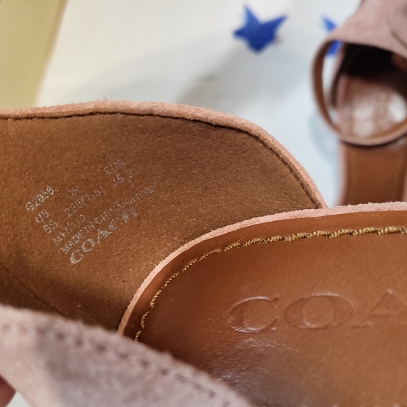 NWOT Coach Heel Link Peony Pink Suede Heeled Sandals - Picture 7 of 7
